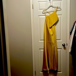 Gold long dress. New with tags. Satin.